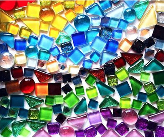 500g Glue Down Irregular Tiny Mosaic Tile Hobbies Children Handmade Crystal Craft for Bathroom Kitchen Home Decoration DIY Art Projects,0.4X0.4 Inch(Mixed Color Series)