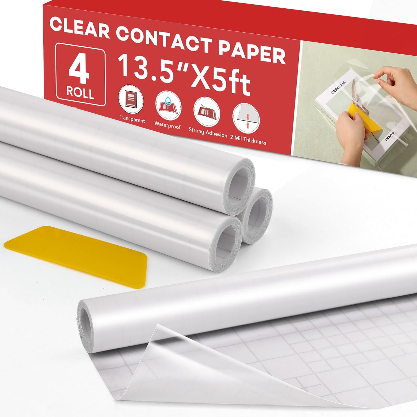 4 Rolls Contact Paper Clear 18 in X 4.5 ft Book Cover Protector for Books Clear Adhesive Liner for Crafts Paperback Textbook Hard Covers Documents