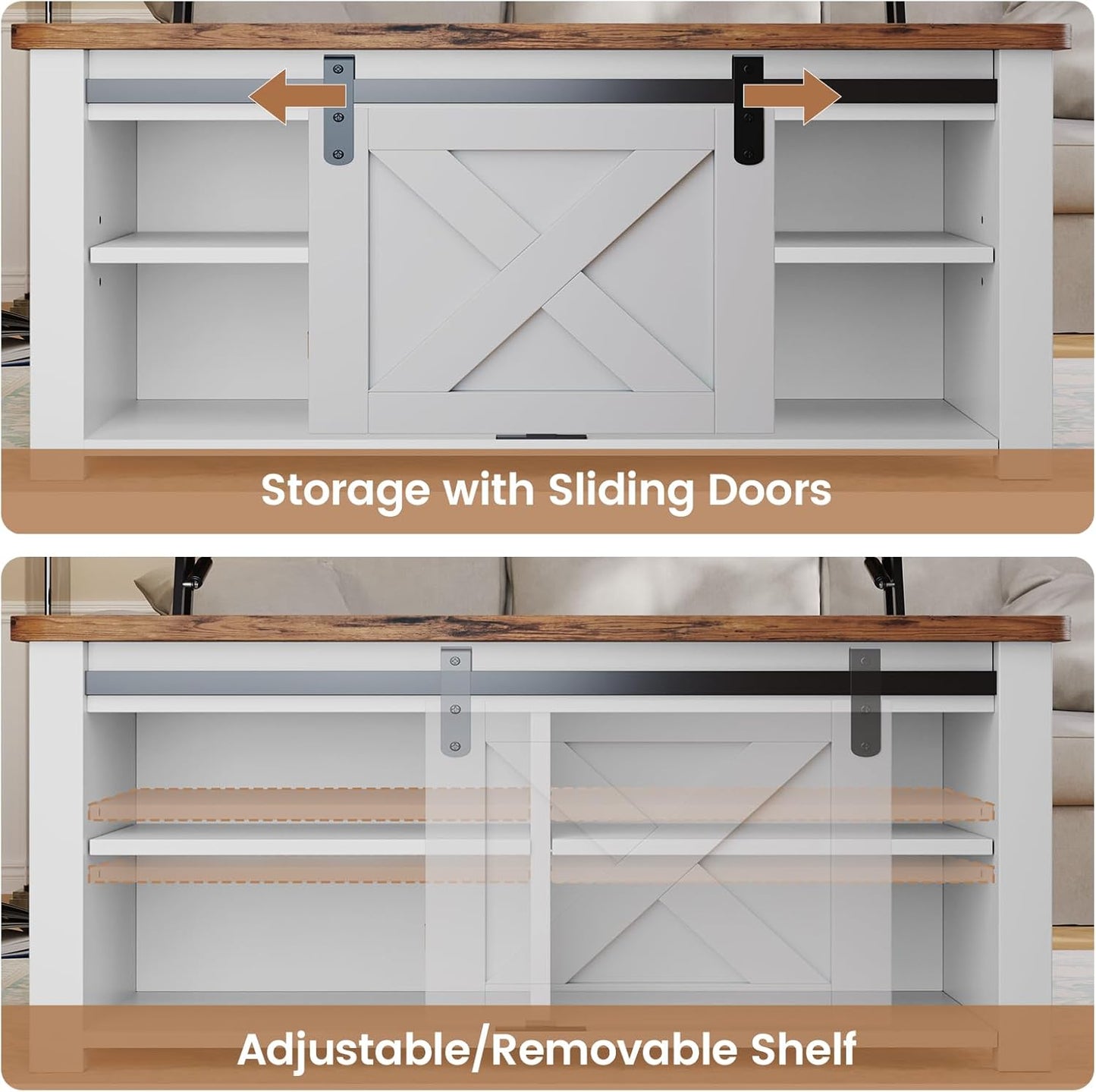 SEDETA 31.5" Lift Top Coffee Table with Storage, Square Coffee Table for Living Room, Farmhouse Coffee Table with Large Hidden Storage Compartment and Adjustable Shelves, White