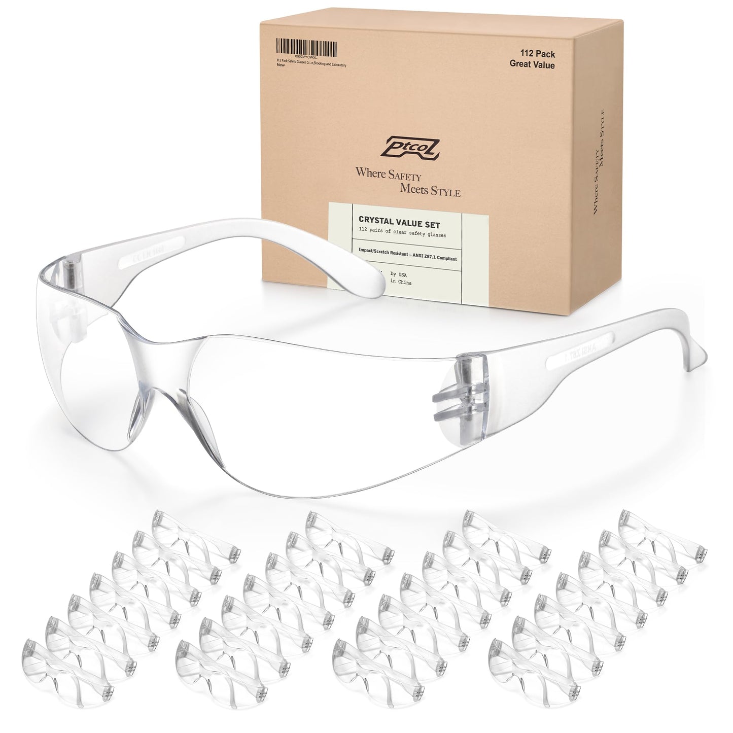 28 Pack Safety Glasses Crystal Clear (Bulk Pack of 24+4) Unisex Anti-Scratch Protective Goggles Impact Resistant Lens Eyewear with ANSI Z87.1 Certified for Construction, Shooting and Laboratory