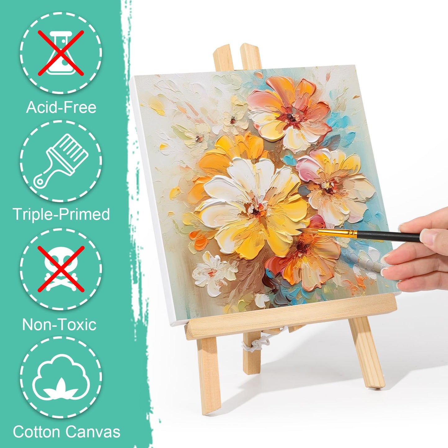 3 Pack Canvases for Painting with Multi Pack 11x14, 5x7, 8x10, Painting Canvas for Oil & Acrylic Paint