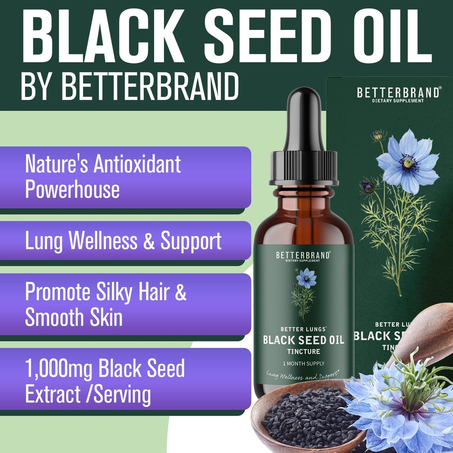 Betterbrand BetterLungs Black Seed Oil Tincture 60ml Liquid Formula