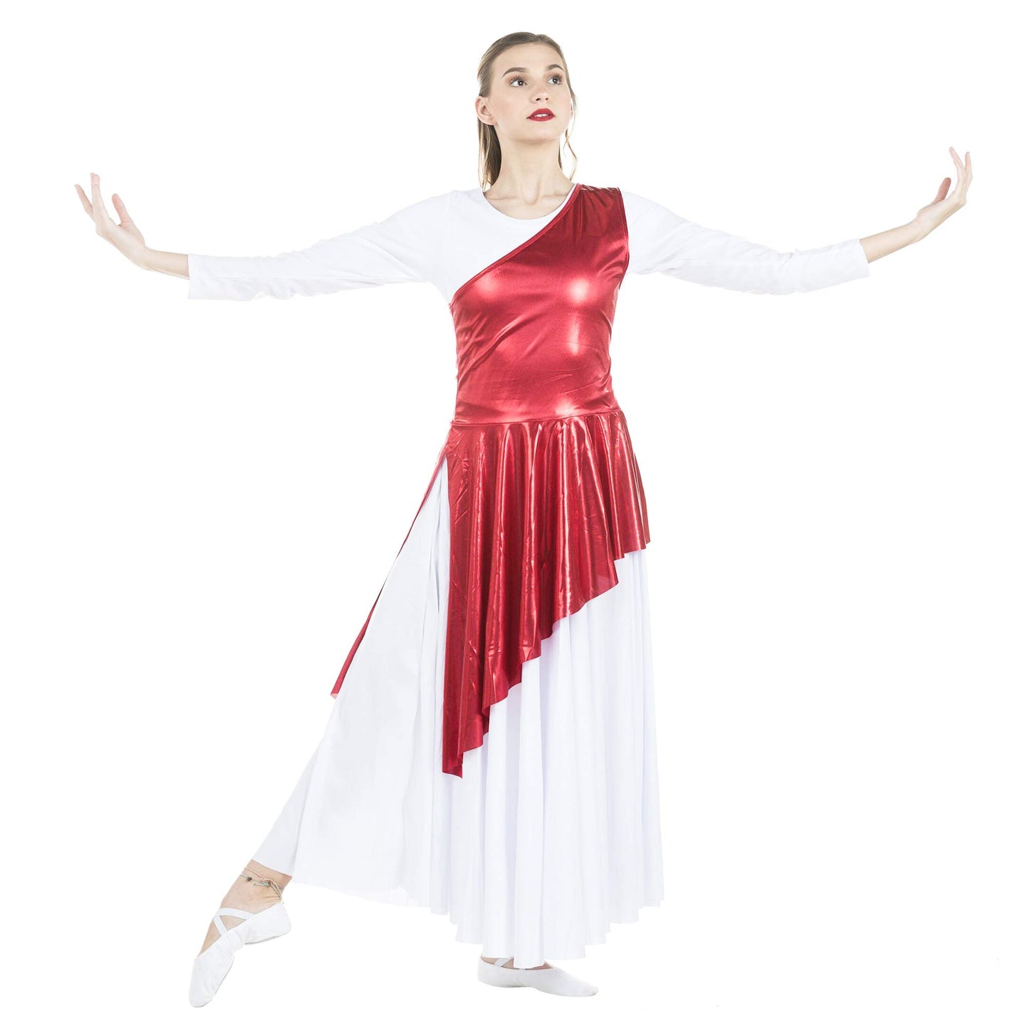 Danzcue Women's Asymmetrical Praise Dance Tunic, (White Dress Not Included)