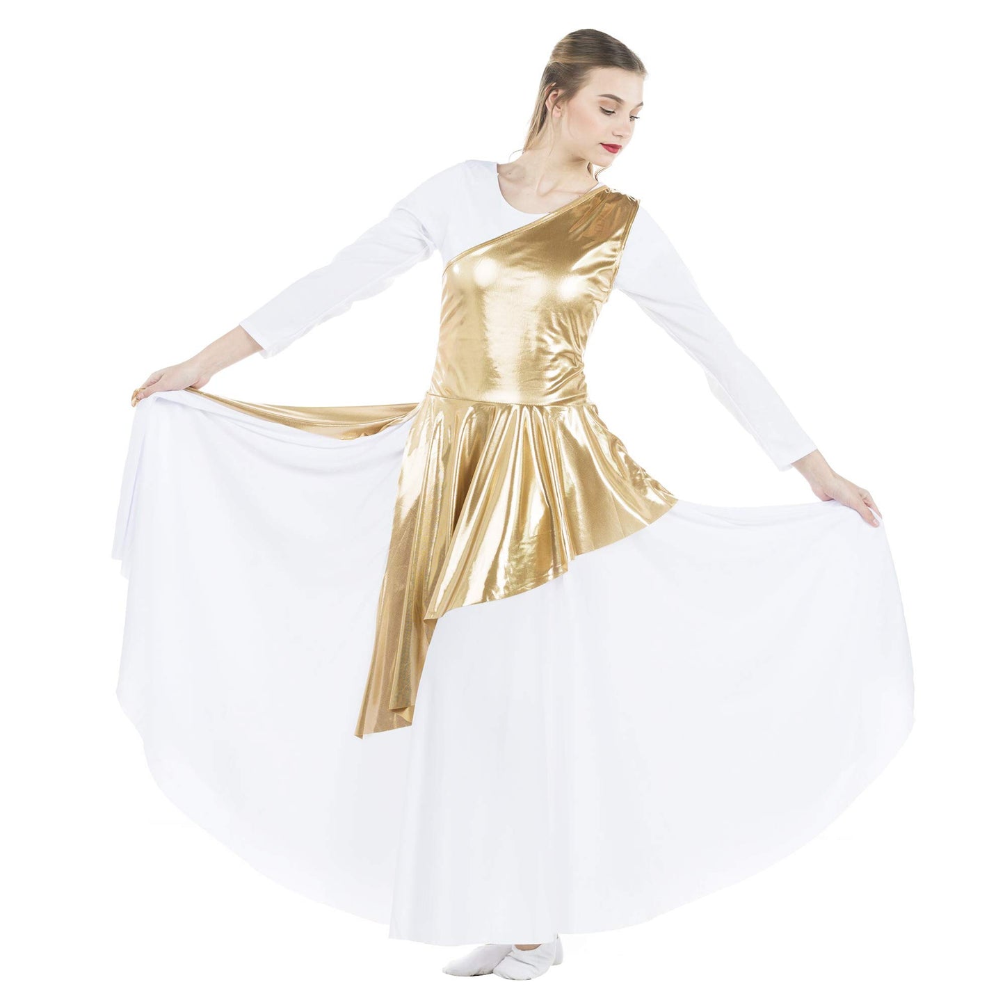 Danzcue Women's Asymmetrical Praise Dance Tunic, (White Dress Not Included)