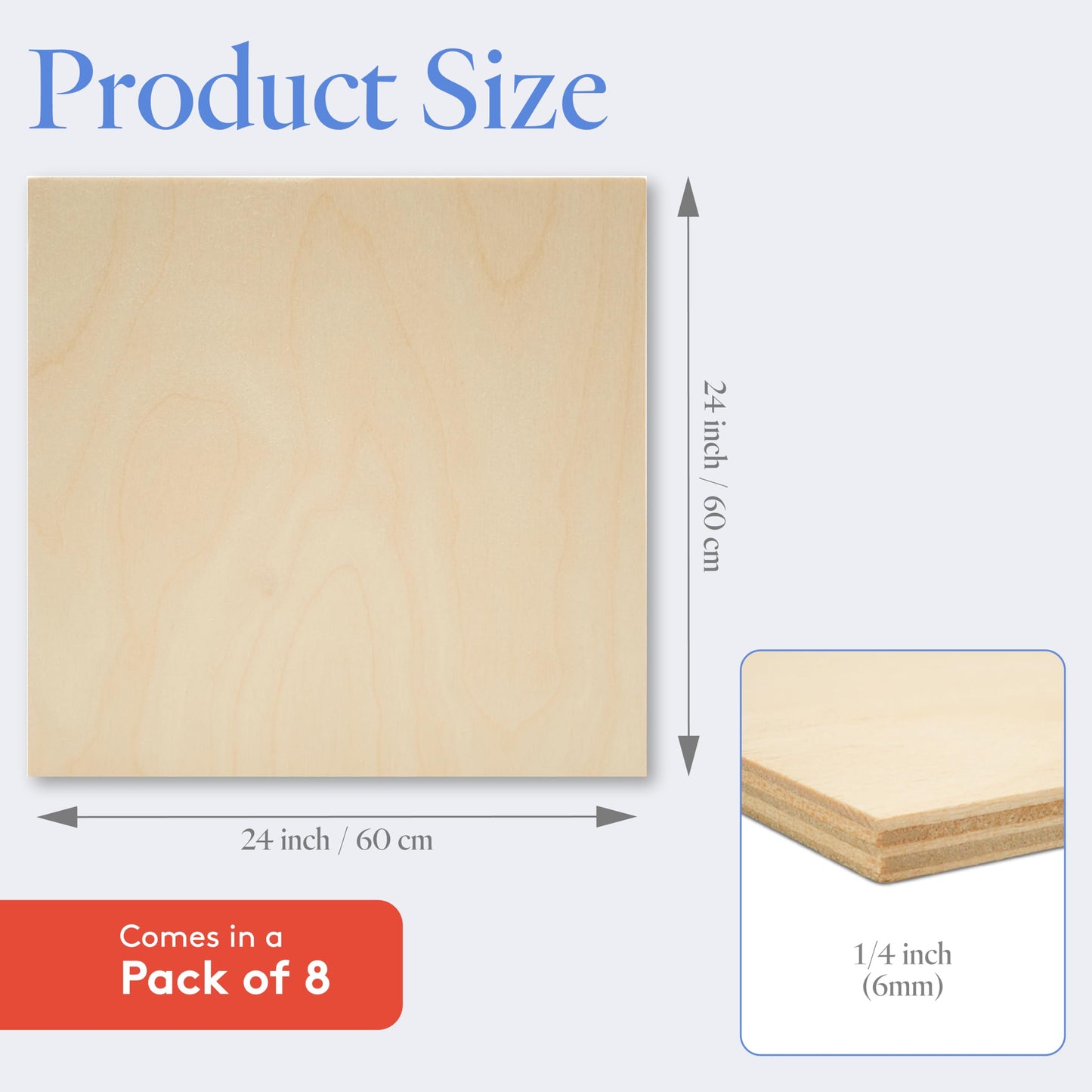 6 mm Baltic Birch Plywood 1/4 x 18 x 24 Inch, Box of 4 B/BB Grade Craft Wood, Stronger Than Basswood Sheets, for Laser, CNC Cutting and Wood Burning, by Woodpeckers