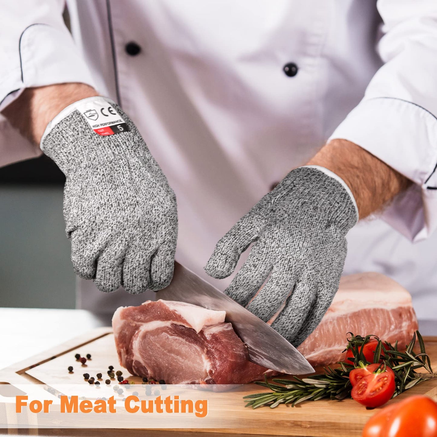 6 Pairs Cut Resistant Gloves Level 5 Protection Cutting Gloves Anti Cut Gloves for Kitchen Fish Slicing and More (Medium)