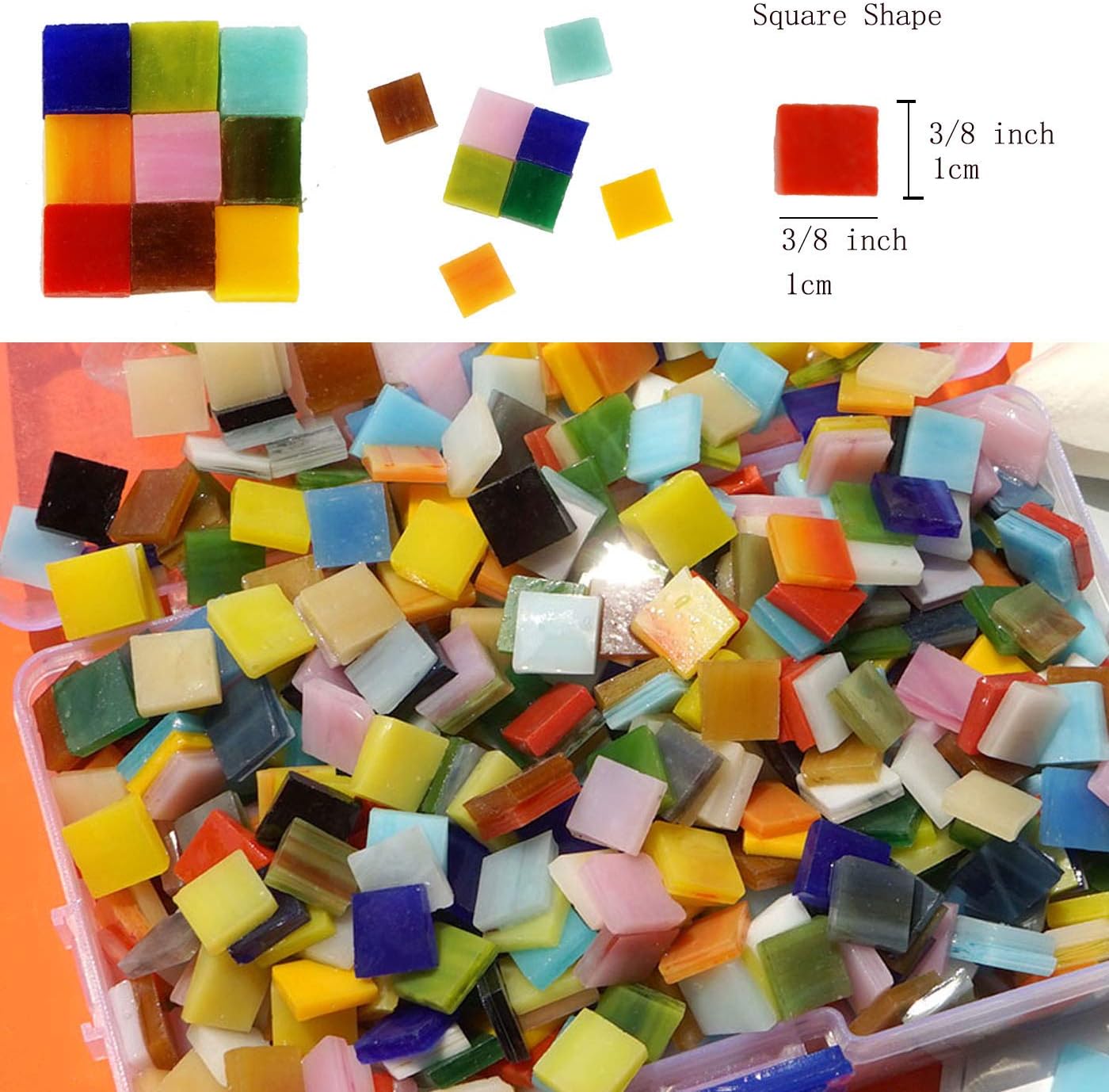 Lanyani 1050 Pieces Mixed Shapes Glass Mosaic Tiles for Crafts, Colorful Stained Glass Pieces for Mosaic Projects