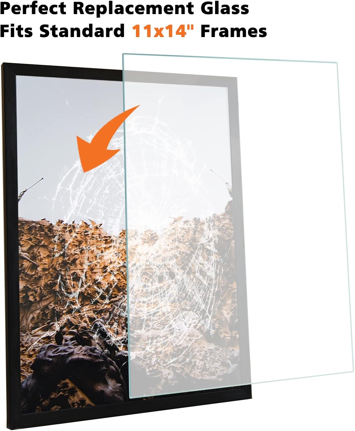 Egofine 11x14 Heat-Strengthened Glass Replacement for Picture Frame (Crystal Clear, 2 Pack), Replacement Glass for 11 by 14 Photo Frame