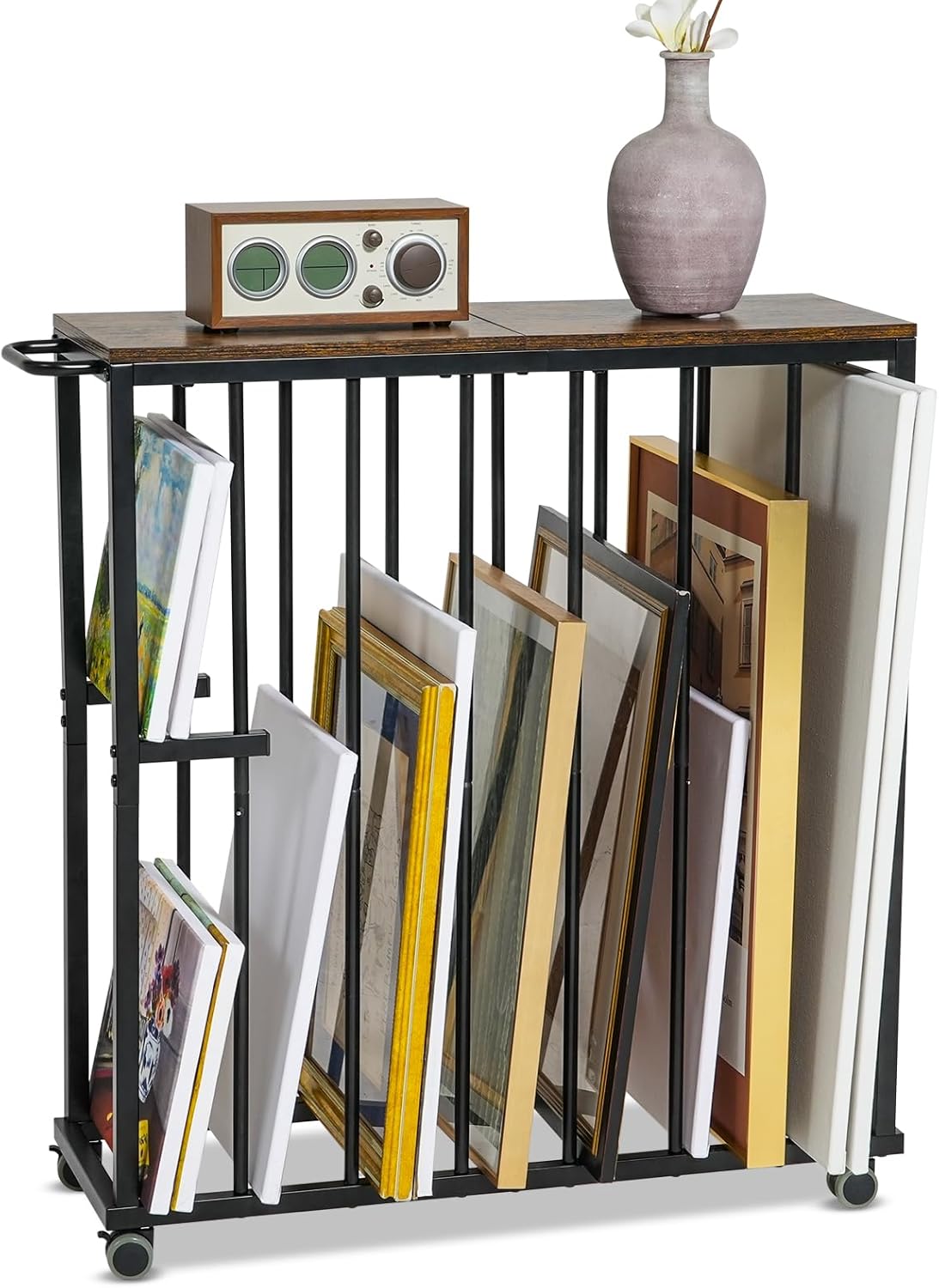 ikkle Large Art Storage Rack, Drying Painting Canvas Rack with Wheels, Art Storage Display Stands for Canvas, Frame, Drawing Board, Metal Crafts Print Rack for Art Display & Galleries