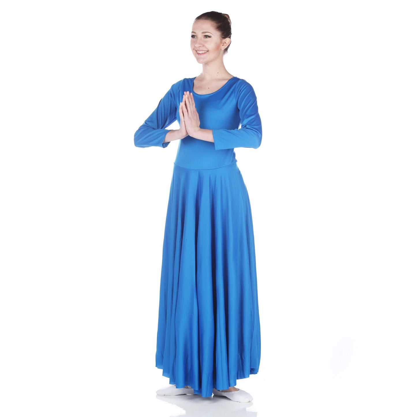 Danzcue Womens Praise Loose Fit Full Length Long Sleeve Dance Dress