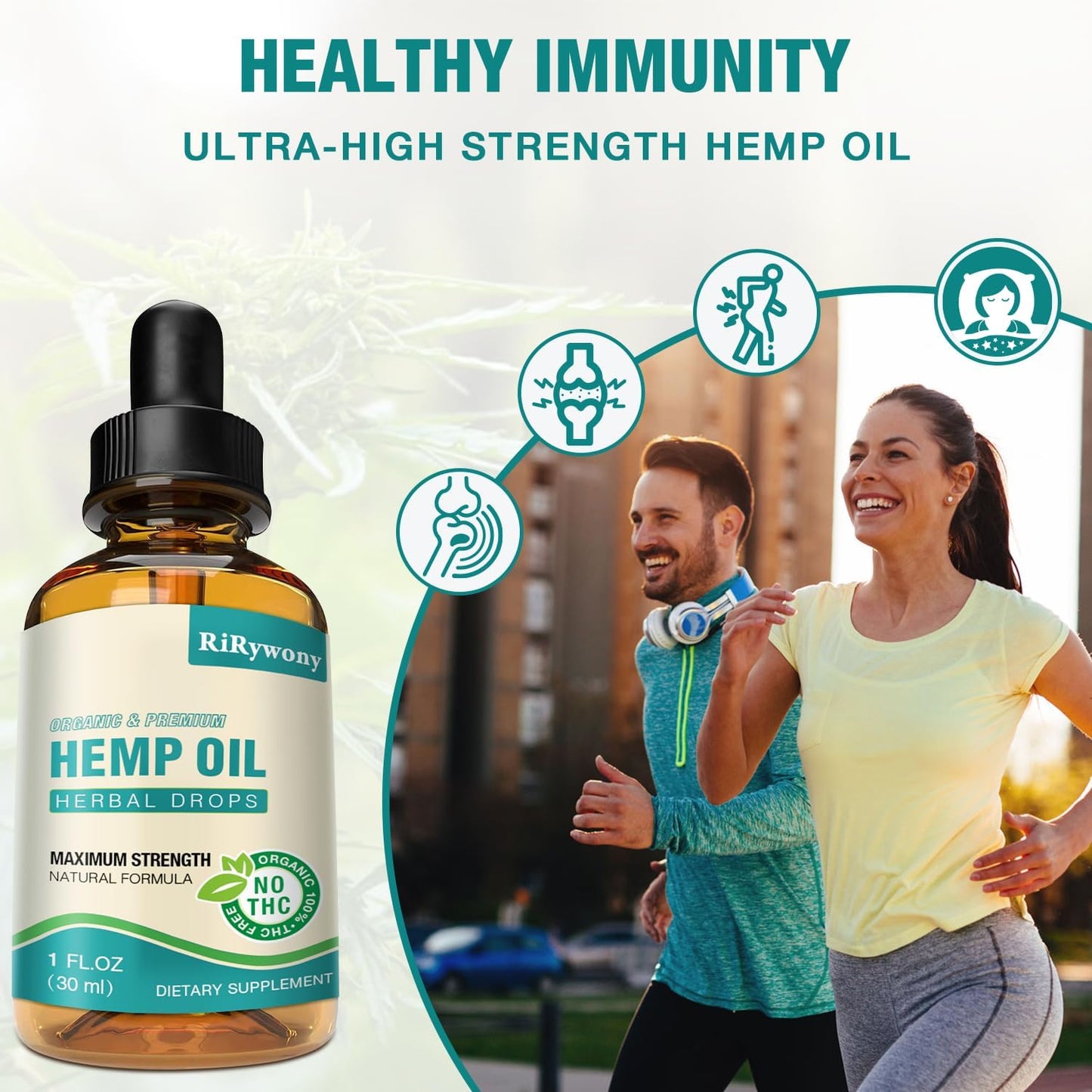 Hemp Oil High Potency - 3 Pack Maximum Strength Organic Hemp Drops for aldult Natural Relax - Relief Good Mood- Hemp Oils Tincture with Vegan, Non-GMO, Grown and Made in USA