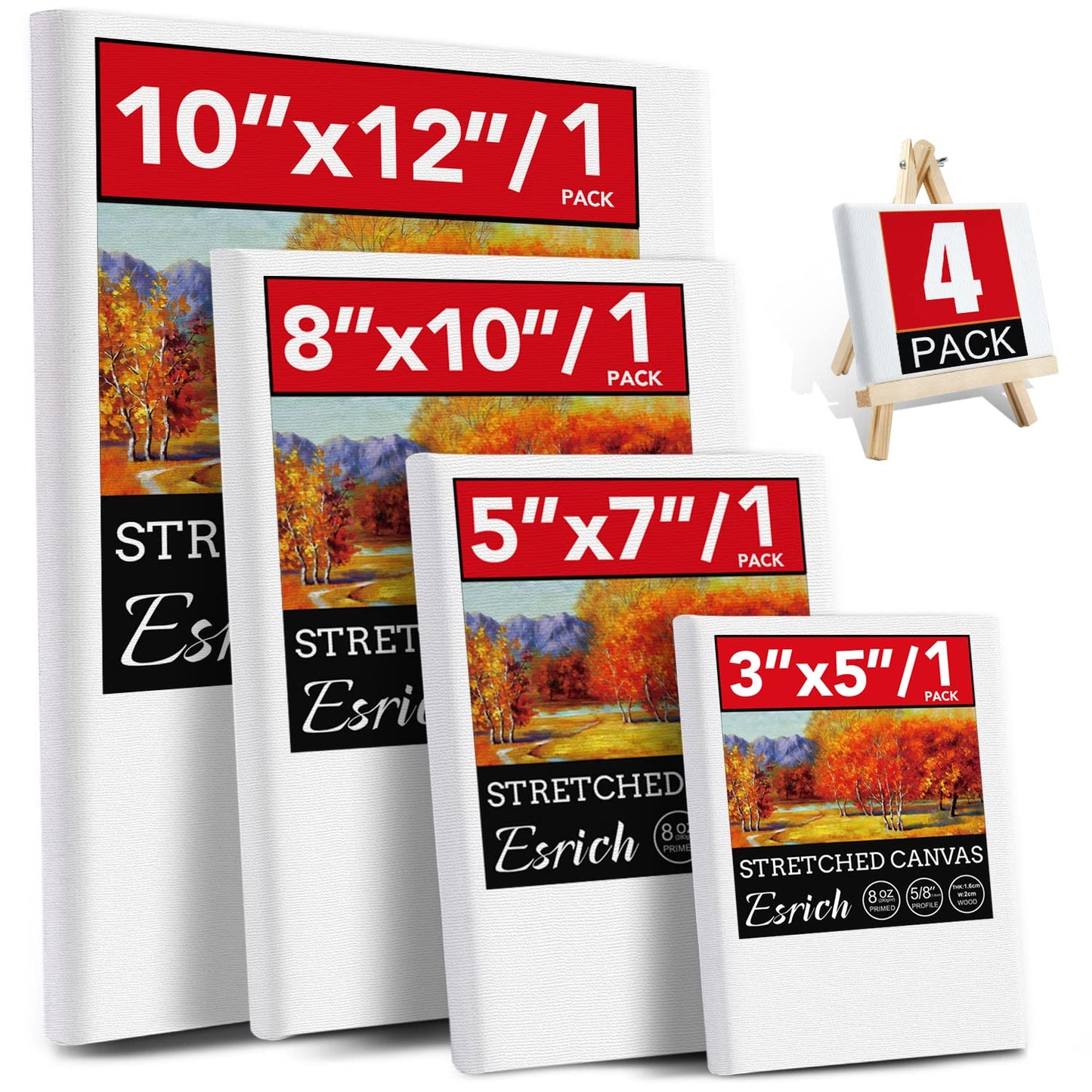 3 Pack Canvases for Painting with Multi Pack 11x14, 5x7, 8x10, Painting Canvas for Oil & Acrylic Paint