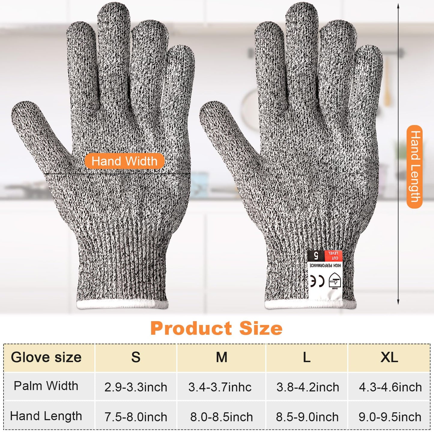 6 Pairs Cut Resistant Gloves Level 5 Protection Cutting Gloves Anti Cut Gloves for Kitchen Fish Slicing and More (Medium)