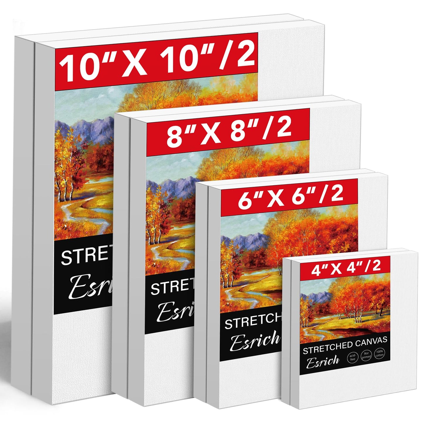 3 Pack Canvases for Painting with Multi Pack 11x14, 5x7, 8x10, Painting Canvas for Oil & Acrylic Paint