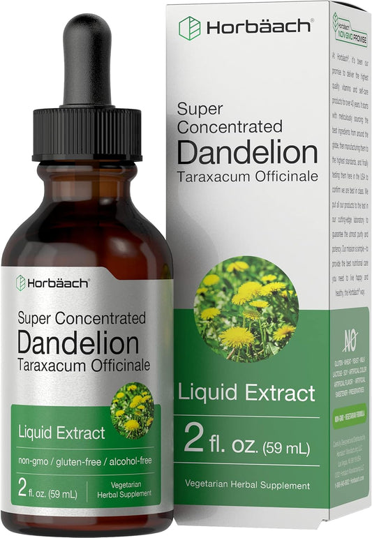 Horbäach Dandelion Root Extract | 2 fl oz | Super Concentrated | Alcohol Free Liquid Tincture | Vegetarian, Non-GMO, Gluten Free