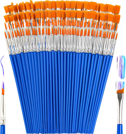 Small Paint Brushes Bulk, 160 Pcs Flat Tip Round Acrylic Paint Brushes for Kids Classroom Acrylic Watercolor Canvas Face Painting Touch Up