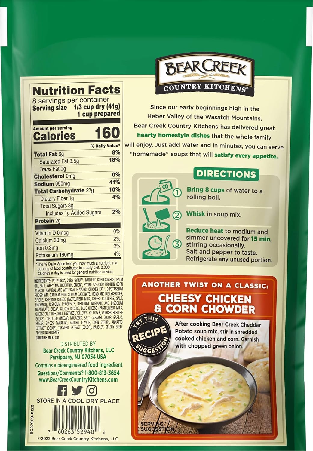 Bear Creek Soup Mix, Cheddar Potato, 11.5 Ounce