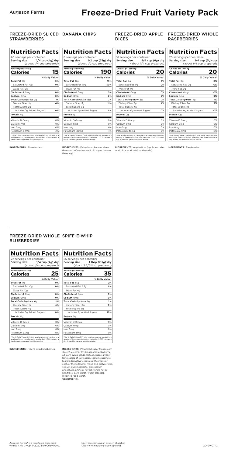 Augason Farms Dehydrated and Freeze-Dried Fruit Variety Pail, 25-Year Shelf Life, Emergency Food Supply, Camping Food