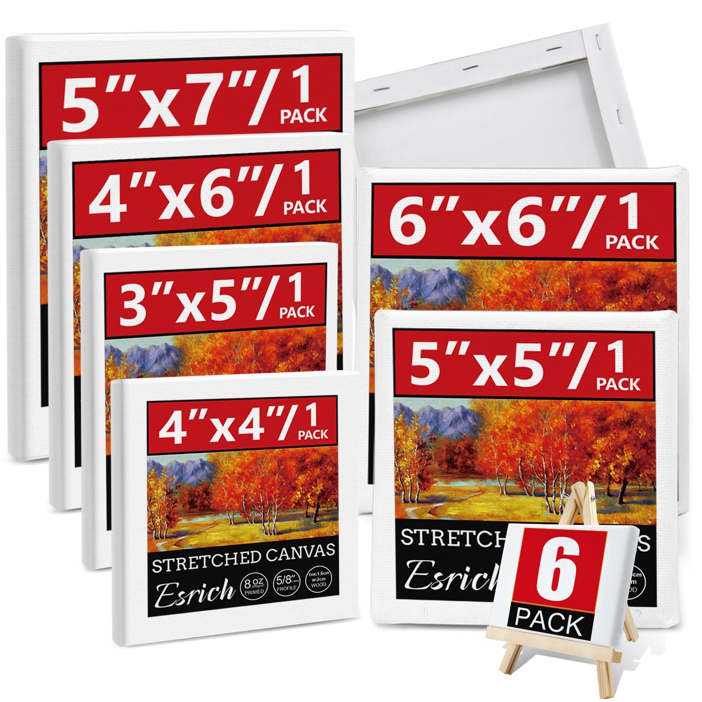 3 Pack Canvases for Painting with Multi Pack 11x14, 5x7, 8x10, Painting Canvas for Oil & Acrylic Paint