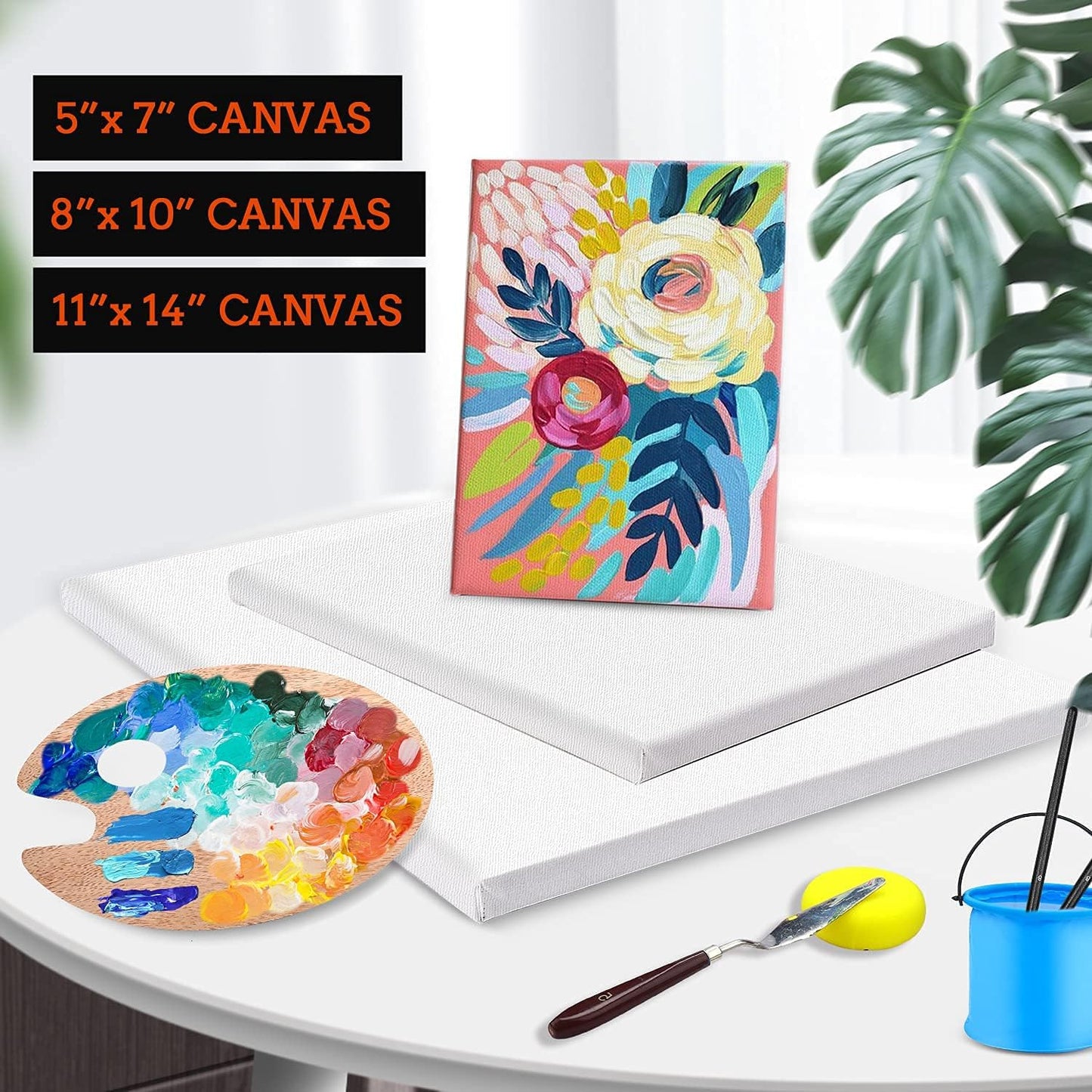 3 Pack Canvases for Painting with Multi Pack 11x14, 5x7, 8x10, Painting Canvas for Oil & Acrylic Paint