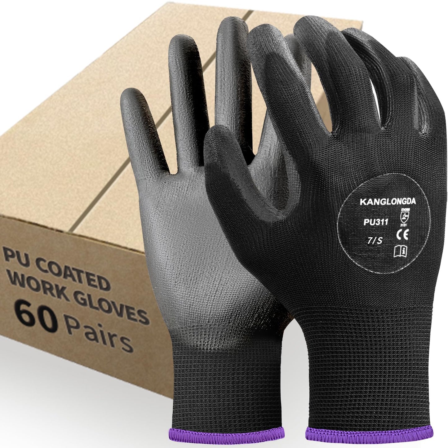 Kebada W1 Work Gloves for Men and Women, PU Coated Safety Gloves with Grip, Touchscreen, Ideal for Warehouse Package Handling, Construction, Gardening, Gray Large