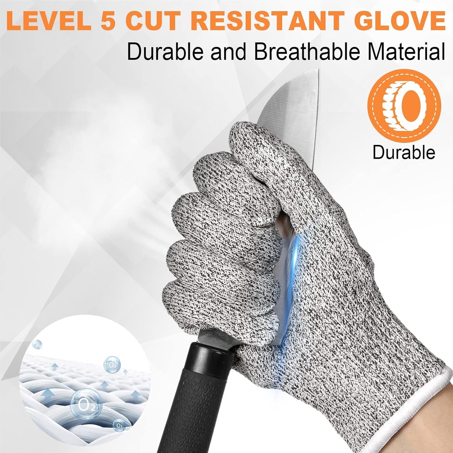 6 Pairs Cut Resistant Gloves Level 5 Protection Cutting Gloves Anti Cut Gloves for Kitchen Fish Slicing and More (Medium)