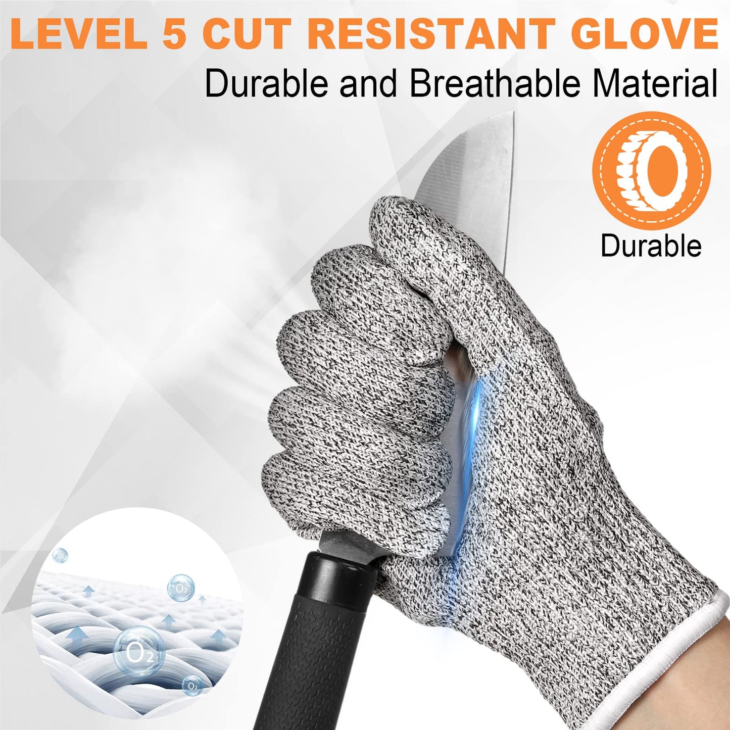 6 Pairs Cut Resistant Gloves Level 5 Protection Cutting Gloves Anti Cut Gloves for Kitchen Fish Slicing and More (Medium)