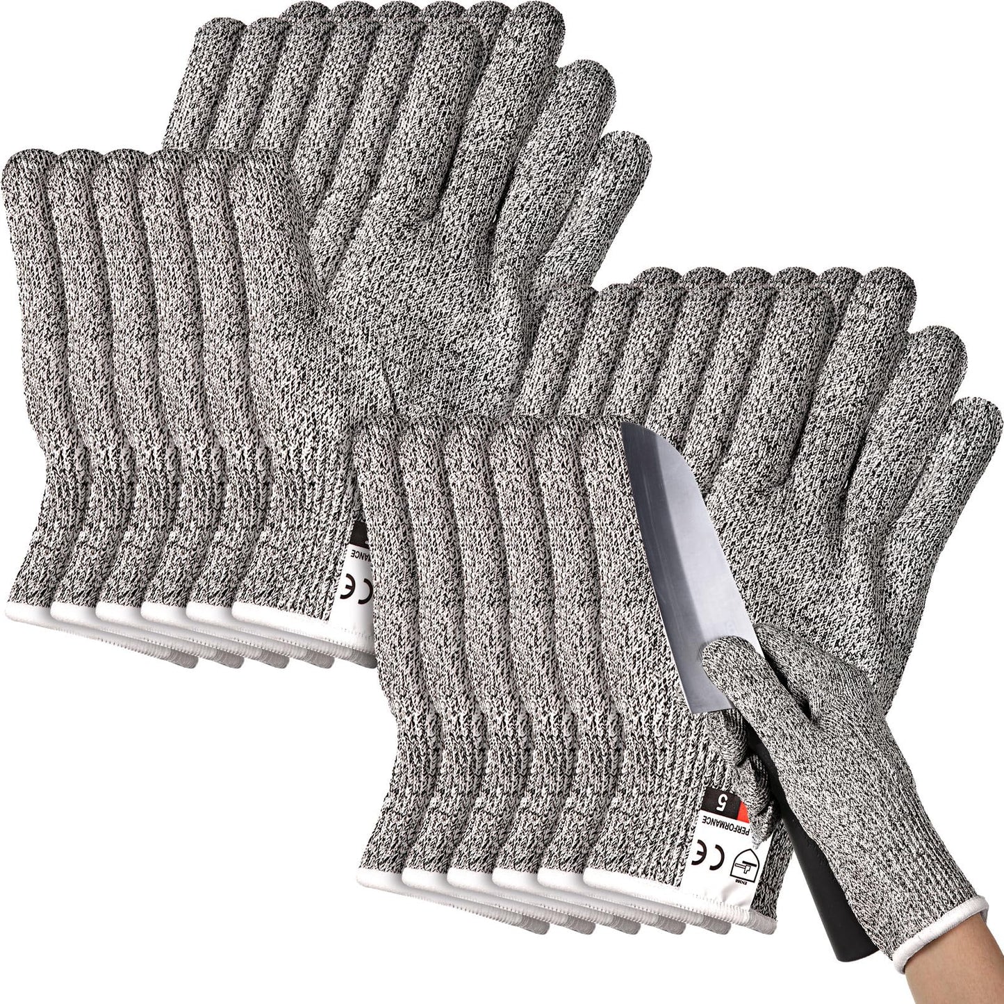 6 Pairs Cut Resistant Gloves Level 5 Protection Cutting Gloves Anti Cut Gloves for Kitchen Fish Slicing and More (Medium)